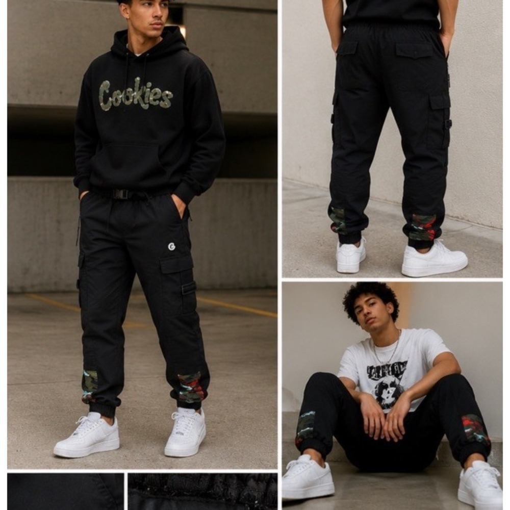 Cookies Black Cargo Jogger Pants Camo Ankle Utility Streetwear Men's M